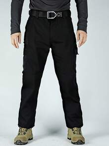 3Pack Men's Solid & Camo Print Pockets Zipper Waterproof Tactical Cargo Pants Without Belt, Regular Fit Sporty Pockets Durability Trousers For Fall, Wear-Resistant Outdoor Training Pant For Men - Kaki + Xanh lá + Đen - Xem 3