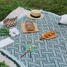 1 件复古传统几何图案沙发地毯毯沙发毛巾毯套适用于室内装饰和户外露营野餐，野餐毯 - 白色 - 查看 8