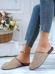 女士时尚镂空编织平底拖鞋，波西米亚风透气沙滩拖鞋