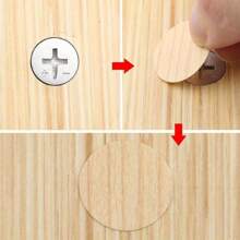 54pcs Furniture Screw Hole Cover Stickers - Self-Adhesive PVC Decorative Screw Caps For Cabinet Shelves Repair, 21mm Plastic Hidden Screw Heads, Wood Grain Texture - Multicolor - View 2