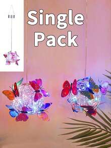 Solar Powered LED Butterfly Hanging Tree Ball Light, Multi-Color, Suitable For Home Yard Wall Garden Decor Outdoor Globe Lights - Multicolor - View 10