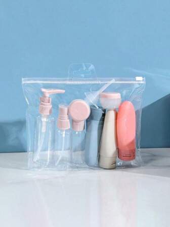 12pcs (With Storage Bag) Travel Toiletry Set, Including Travel Bottles, Leak-Proof Travel Containers, 60ml Travel Containers, Body Wash, Shampoo, Conditioner, Travel Accessories, Bathroom Accessories, Bathroom Storage, Makeup Organizer, Travel, Makeup Storage, Box, Perfume Bottles