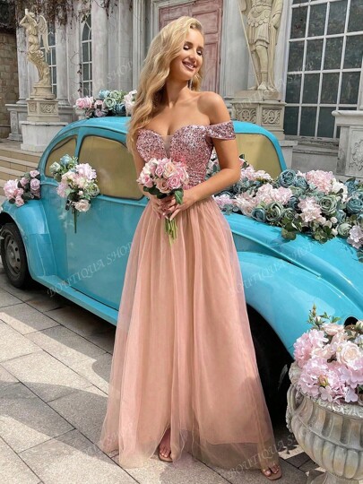 Vestido de novia sin mangas con incrustaciones de lentejuelas con encaje, malla y abertura , vestidos de fiesta, vestidos formales, vestidos de noche, vestidos de invitada de boda