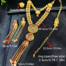 4 Stücke Damen Mode Quasten Lange Halskette, Ohrringe, Armband, Ring Schmuck Set, geeignet für Europäische, Dubaiische, Afrikanische Braut, Hochzeit, Party, Date, Abendkleid Accessoires, Urlaubsgeschenk