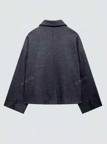 Women's Fashionable And Casual French Style Design Single Breasted Short Style With A Loose Collar Woolen Coat
