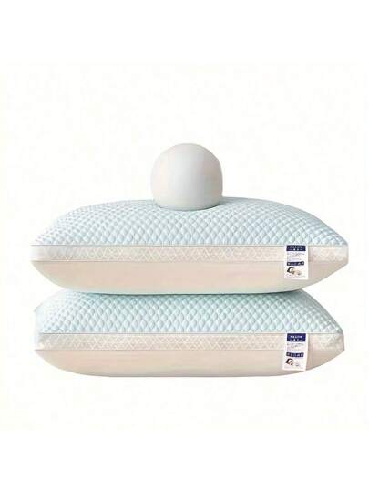 Cooling Kussen Neck Support, Zachte Satijnen Fabric, Breathable Moisture Wicking, Zipper Closure, Blue, Perfect Adults At Home, Bedroom Or Living Room, Sleep Pillow, Com Quilted Texture Fabric Support view 4