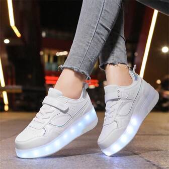 LED Multi-Color Flashing Inline Skates For Teens & Youth Boys/Girls, Quick-Sliding Roller Skates With Removable Wheels For Casual Use