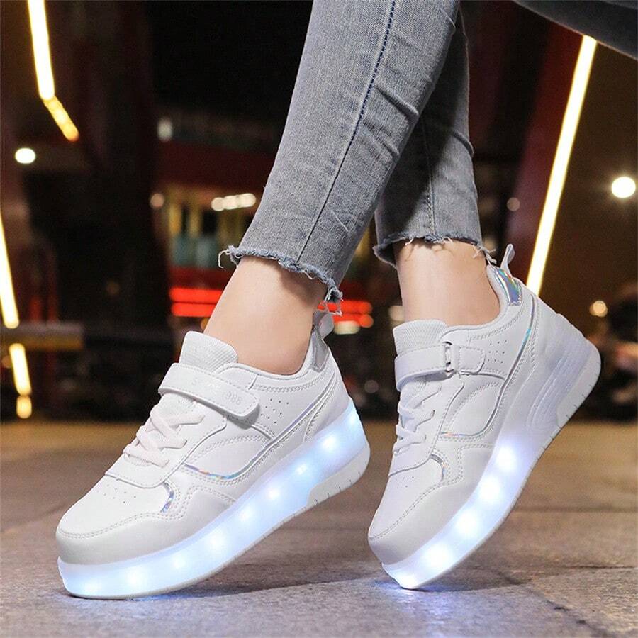 LED Multi-Color Flashing Inline Skates For Teens & Youth Boys/Girls, Quick-Sliding Roller Skates With Removable Wheels For Casual Use