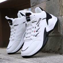 Chaussures de basket-ball montantes pour hommes, chaussures de sport antidérapantes et durables amortissantes, entraînement extérieur salle de sport course - toutes saisons - Noir - Voir 2