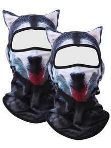 1/2 件 3D 动物印花面罩，男女通用巴拉克拉法帽滑雪面罩，适合户外、徒步旅行、登山、滑雪、沙滩派对和日常使用