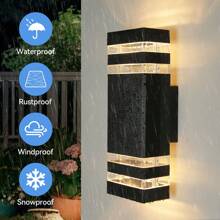 CANMEIJIA Außenwandleuchte, Acryl Blumen Muster Säulen Äußeres Erscheinungsbild, Innenbeleuchtung, LED Außen Wasserdicht IP65 Wohnbeleuchtung Lampe, Veranda Licht, E27 Fassung, quadratisch/runde Wandleuchte geeignet für Außenbalkon/Treppe/Straße/Innen/Garten/Wohnzimmer/Bad/Küche/Schlafzimmer/Flur/Korridor/Innen- und Außenwände