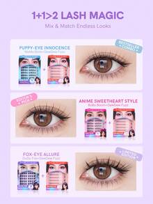 MLEN DIARY MLEN DAIRY Self Adhesive Lash Clusters, 11.5-13mm C Curl Natural 56Pcs Pre-Glued Cluster Lashes, No Glue Reusable Manhwa Lashes, Press On Self Stick Cluster Lashes Individual Lashes Self Application At Homelash Clusters,Eyelash Clusters,Individual Eyelashes,Lashes,Fake Lashes - C - View 3