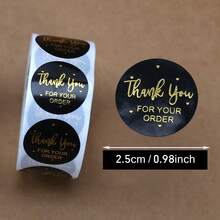 500pcs/Roll Black Pink Thank You For Your Order Sticker 1inch Small Business Packaging Seal Label - 1inch/2.5cm - View 3