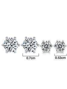 BLOVEMEE 2pcs 925 Silver 0.5-1 Carat Moissanite 6-Prong Stud Earrings, Fashionable & Versatile, Suitable For Men's Daily Wear, Parties, Holidays, Christmas, Thanksgiving, Birthday, Men's Jewelry Gift