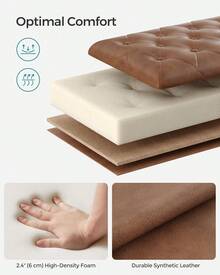 Storage Ottoman, Storage Bench, Tufted Entryway Bedroom Bench, 17.7 X 46.5 X 17.7 Inches, Hinges Easy Lid Operation, Wooden Legs, Synthetic Leather, Loads 330 Lb, Coffee Brown ULOM071K01,8059557 - 亮橙色 - 查看 7