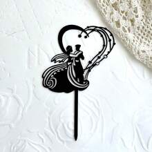 25 Estilos de Decoração de Bolo de Noiva e Noivo Preto, Decoração de Bolo de Chá de Panela, Decoração de Bolo de Despedida de Solteiro, Topo de Bolo de Pedido de Casamento (Preto Clássico Dupla Face)