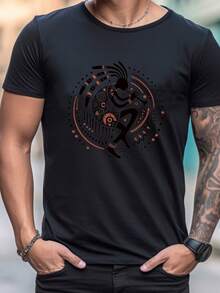 Camisetas Kokopelli de  nativos americanos para hombres, mujeres y niños, camiseta de verano de manga corta para hombres con impresión frontal - tela cómoda y transpirable, estilo deportivo casual - Negro - Ver 1