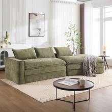 Modern Minimalist Modular Sectional Sofa, Upholstered Cloud Couch With Deep Seats, Right Facing Chaise For Living Room-Green - Green - View 2