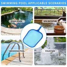 Suministros para limpiador de piscina/Rastrillo de hojas de piscina profesional de alta resistencia con marco de malla fina/Red de limpieza de hojas de piscina (azul) sin mangos