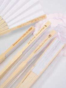 1/10pcs Customized White Paper Fans With Name Engraving, Includes Card Rope Organza Bag, Handheld Folding Fan For Wedding Party Favors And Souvenirs - Multicolor - View 5