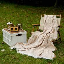 1 件复古传统几何图案沙发地毯毯沙发毛巾毯套适用于室内装饰和户外露营野餐，野餐毯 - 白色 - 查看 6