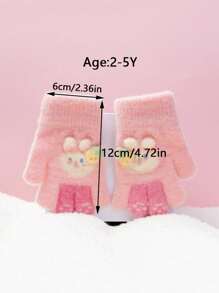 1 Pair Kids Gloves, Warm Thermal Lined Cute Rabbit Design Finger Gloves For Boys And Girls, Suitable For Outdoor Play, Fits Ages 2-5 - Bunny Fruit Gloves - View 3