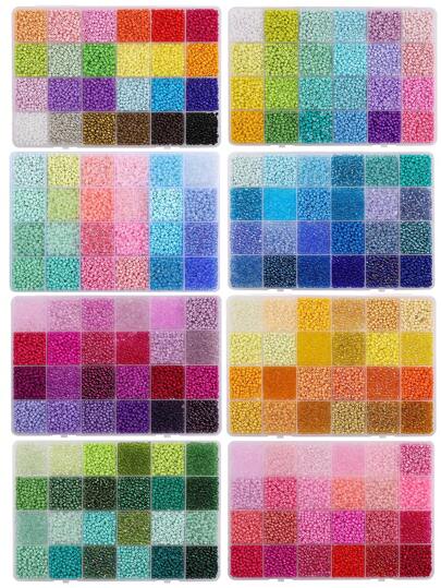 24 Compartments 3mm Colorful Glass Beads, Suitable For Handmade Jewelry Making, Bracelet And Necklace DIY Accessories [5200pcs]