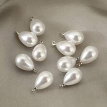 10 cái charm ngọc trai hình giọt nước làm trang sức DIY, phụ kiện mặt dây chuyền bông tai, hạt phong cách ngọc trai nước ngọt làm vòng cổ và đồ thủ công - Nhiều màu - Xem 8