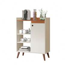 Miguel Compact Sideboard With 1 Door And 3 Shelves – Multipurpose Sideboard For Living Room, Kitchen Or Coffee Corner – Various Colors - 米色 - 查看 4