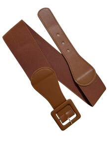 Women's Elastic Wide Belt With Buckle To Cinch Dress Waist - Màu Tím - Xem 2