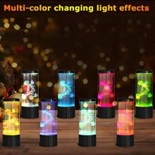 7 色变色 LED 水母灯，电动水族馆海洋夜灯，USB/电池供电桌面装饰照明，适用于客厅、卧室、家居、节日礼物 - 不含电池