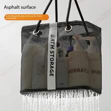 Cesta de drenaje de malla plegable 2 en 1, organizador de artículos de tocador de viaje, gran asa de transporte portátil, almacenamiento - Gris - Ver 5