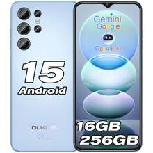 OUKITEL C1 Pro 智能手机，Android 15 操作系统，16GB+256GB/1TB 存储空间，5150mAh 电池，6.52 英寸高清+显示屏，1300 万像素摄像头，双 4G SIM 卡槽，无锁，3 个卡槽/指纹识别/OTG/3.5mm 耳机插孔 - 藍色 - 查看 1