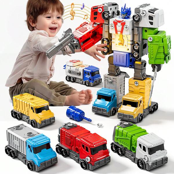 HENGPHY STEM 5 In 1 Take Apart Vehicle Trucks Transform To Robot Kit Toys Gifts For Kids 8 9 10 11 12 13 Years Old, Educational Construction DlY Building Set Birthday For Kids Boys Girls