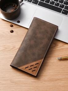 Retro Pattern Bifold Men's Wallet With Multiple Card Slots, Thin Long Clutch Purse Suitable For Men & Women, PU Leather