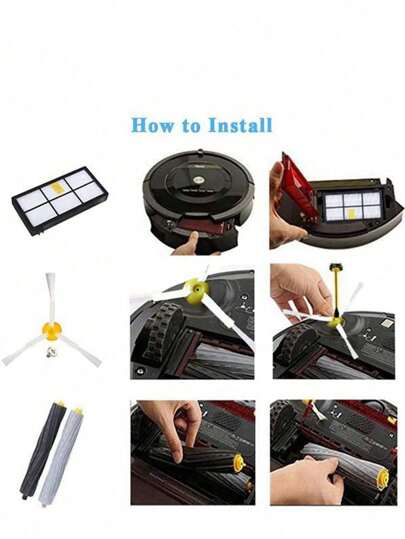 IRobot Roomba800 900 Series Replacement Brush Kit 800 805 850 851 860 865 866 870 871 876 880 885 886 890 891 895 896 960 966 980 Robot Stofzuiger Cleaner Accessories Roller Main Side HEPA Filter Mop Pad Dust Bag Rag Cloth Spare Parts Kits view 9