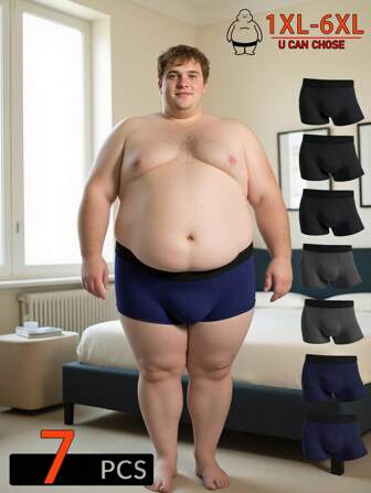 Men Underwear Waistband Boxer Comfortable Sporty Briefs With Side Gusset, Plus Size 1XL-6XL, 7 Loaded Multicolor