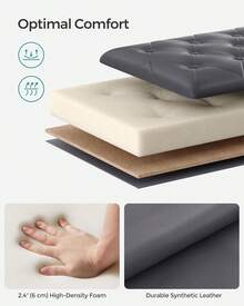 Storage Ottoman, Storage Bench, Tufted Entryway Bedroom Bench, 17.7 X 46.5 X 17.7 Inches, Hinges Easy Lid Operation, Wooden Legs, Synthetic Leather, Loads 330 Lb, Dark Gray ULOM071G01,8059558 - 深灰色 - 查看 5