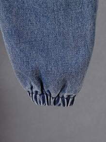 2 Piece Set Young Boy Casual Striped Print Zip Polo Shirt And Denim Pant Suit, Suitable For Sports, Daily Wear, School, Outdoor Activities In Spring And Autumn