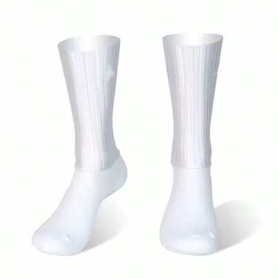 Unisex Summer Cycling Socks, Athletic Running Bicycle Socks With White Stripes, Non-Slip Silicone Bicycle Socks, Fall Socks