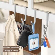 10 件不锈钢多用途窄橱柜/抽屉挂钩，适用于厨房、浴室、衣柜 - 銀色 - 查看 4