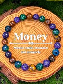 1pc Handmade Lapis Lazuli & Tiger's Eye Beaded Unisex Bracelet, Symbol Of Abundance And Prosperity, Jewelry Gift For Festival Blessing - Multicolor - View 2