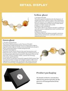 [VE] 1 件高品质 925 纯银天然巴西绿幽灵石英女式手链，黄色幽灵石英招财，搭配天然白水晶手链，适合自己、女朋友、男朋友、妈妈 - 颜色随机 - 手鍊 - 查看 5