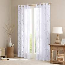 EstiloTendenciaMadison Park - Cortinas Transparentes Para Dormitorio, Modernas Y ContemporáNeas, De Lino Natural, 84 Pulgadas De Largo Para Sala De Estar, Cortina Transparente Moderna Con Ojales Cecily Botanical, 50 Pulgadas De Ancho X 84 Pulgadas De Largo, Paquete De 1 PanelCalidad PremiumVersióN Mejorada - Averil Bird White - Ver 3