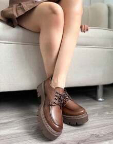 Women Oxfords Shoes - Brown - View 4