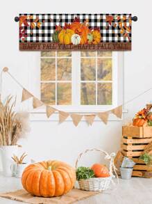 1 件感恩节短窗帘帷幔，感恩节黑白格子南瓜枫叶短窗帘，感恩节客厅餐厅咖啡厅厨房装饰半窗帘，感恩节隐私屏幕短门窗帘，秋收派对装饰横幅，感恩节快乐房间装饰背景，感恩节家居装饰，感恩节礼物派对回礼，感恩节悬挂装饰，季节装饰 - 感恩節南瓜 - 查看 8