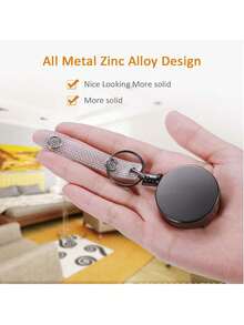 2个装重型伸缩证件夹卷轴金属ID证件夹，带皮带夹钥匙圈，适用于名片钥匙链，灰色，4厘米锌合金枪灰色伸缩强力拉出扣，伸缩扣，拉出式钥匙链 - 灰色-2PCS - 查看 6