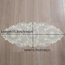 HXARTMIS 1pc Coffee-Color Polyester Lace Table Runner, Exquisite Floral Design, Fashionable & Luxurious, Suitable For Vanity, Shoe Cabinet, Coffee Table, Dining Table, Small Appliances Dust Cover, Hotel, Cafe, Wedding Party, Mother's Day, Carnival, Christmas And Other Themed Events Decoration, Size: 15.7x35.4inch - Champagne - View 9