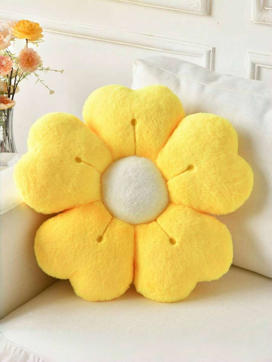 情人节装饰抱枕，可爱雏菊图案靠垫，柔软人造毛皮抱枕，适用于沙发、卧室和客厅，是情人节和新年家居装饰的完美之选，也是送给爱人的理想情人节礼物。