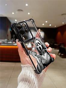 1 件极简主义骷髅与鬼脸电镀气囊防摔/加厚透明 TPU 手机壳适用于 Apple 17 Air/17 Pro Max、16 Pro Max/16 Pro/16/13 Pro Max/12 Pro Max 11、15 Pro Max、14 Pro Max/Galaxy、/Honor/Note 13 Pro/S23 Ultra/S24 Ultra/S25/A56 保护套 - 黑色 - 查看 6